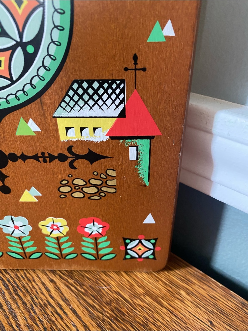 Vtg MCM Berggren Trayner Swedish Folk Art Wood Cutting Board Rooster Wall Art - Picture 10 of 14